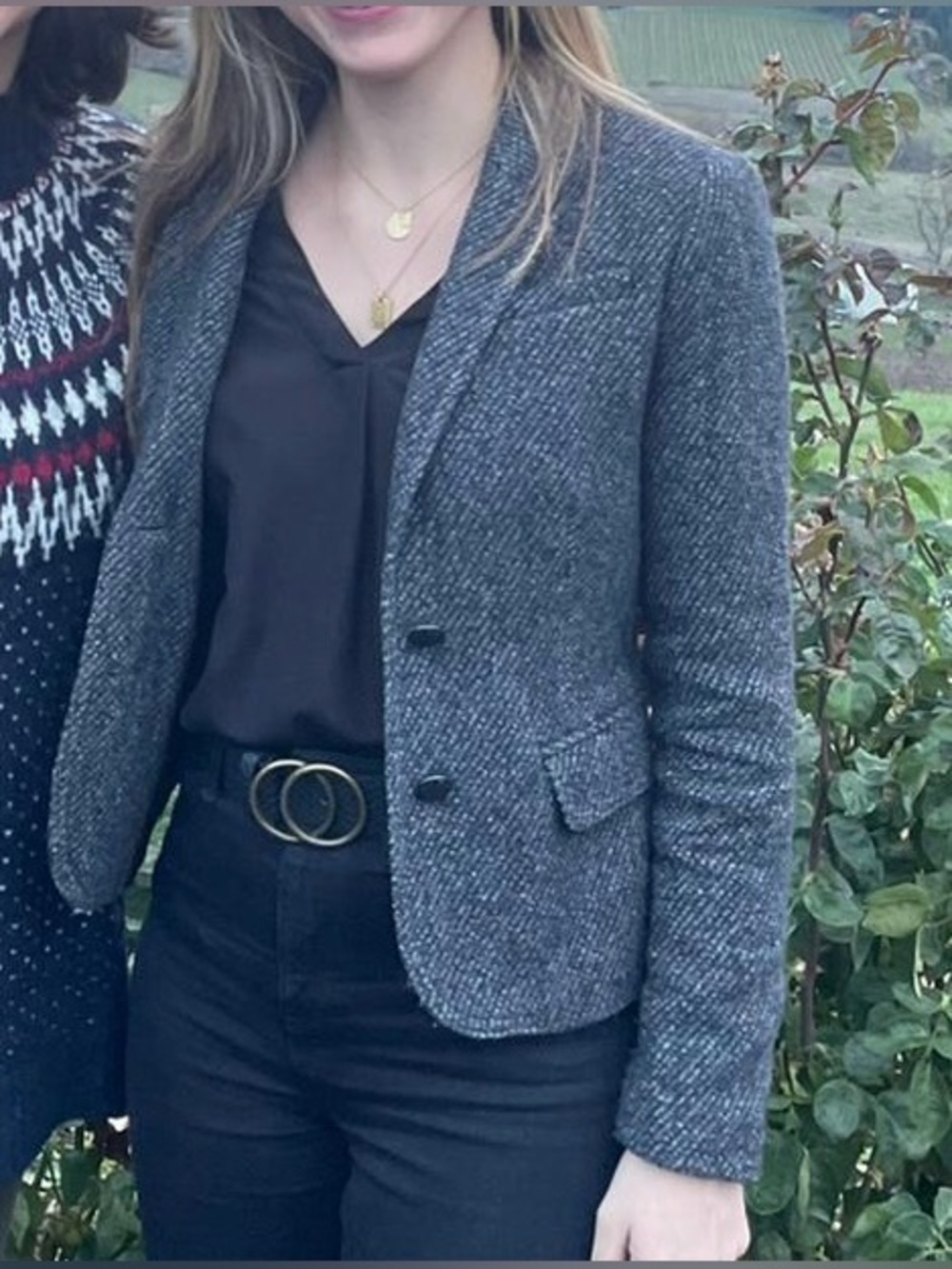 Banana Republic Women's Charcoal Tweed Blazer - Black/Gray Mix